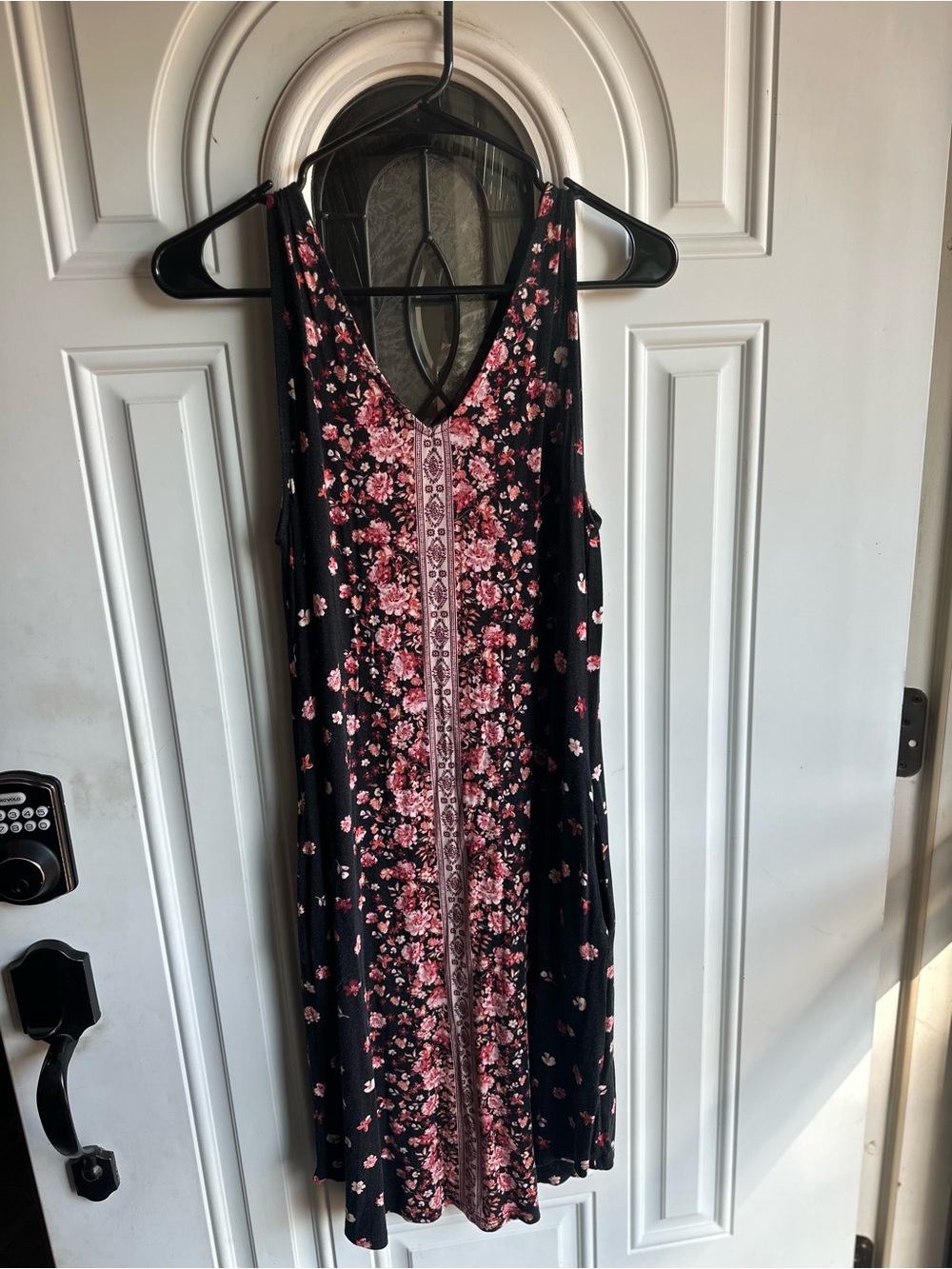 Maurices Black Midi Dress with Pink Floral Panel
